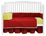 Baby Doll Bedding Solid Reversible Crib Bedding Set, Red/Yellow by BabyDoll Bedding