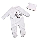 ロンパース Romperinbox 新生児服 カバーオールロンパース 足つき 長袖 前開き 秋冬用 ロンパース+帽子 2点セット (9～12ヶ月)