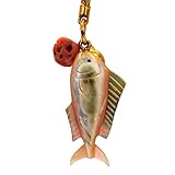 【マヒマヒ】 シイラ 夜光貝 根付 天然珊瑚付き 金色紐