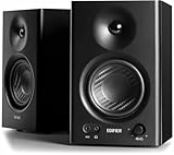 Edifier 【エディファイア】 MR4 42W モニタースピーカー アンプ 内蔵 ｜ 4 インチ中低音ユニット 音質高 ｜ 2.0ch PC アクティブニアフィールドスピーカー dtm 作曲 スタジオモニター用 有線外付け ｜ TRSバランス/RCA/AUX 入力 ｜ 3.5mm ヘッドホン端子出力 ｜ 2台1組 (黒)