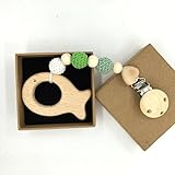Kissteether 赤ちゃんの木製のおしゃぶりのクリップのペンダント自然の木製の歯ブラシのチュアブルの安全なホルダー幼児のギフト (木製の色 5)