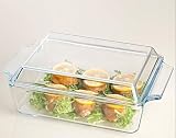 GEBYUI ガラス耐熱キャセロール皿 2In1 家庭用蓋付き (1.5リットル)
