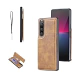 【OULO1】Xperia 10 IV/SO-52C/SOG07/A202SO 用 ケース レザー カード収納 スマホケース 耐衝撃 軽量 薄い 背面 IC カード入れ 手帳型 財布型 カバー（レトロブラウン）エクスペリア10iv エクスペリア10 第4世代 ソニーxperia10iv Brown