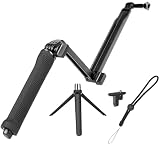 3Way スティック 多機能 自撮り棒 アクションカム ウェアラブルカメラ用 For GoPro 互換マウント 対応 折り畳み式 ポール グリップ 三脚 1/4インチ マウント変換 アクセサリー アタッチト アダプター (MDF)