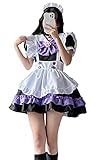 [FULINE] メイド服 コスプレ かわいい ロリータ 衣装 リボン プリンセス ドレス ゴスロリ ワンピース 大きいサイズ パープル S
