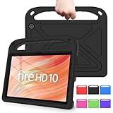 Doo Fire HD 10 ケース (2023/2021)用 第13/11世代対応 カバー Fire HD 10 Plus/HD 10 2023 タブレットケース 子供用 軽量 無毒 EVAエコ素材 衝撃吸収ケース Fire HD10 第13/11世代 ポータブル式 カバー スタンド機能 ハンドル付き 耐衝撃 傷つけ防止 全面保護 片手持ち（ブラック）