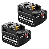 DOSCTT 互換 マキタ14.4Ｖ バッテリーBL1460B電動工具用 6000mAh 大容量 ライト付き残量表示でき 2個付き BL1820B BL1830B BL1840B BL1850B BL1860Bなど対応可能 PSE、CEマーク認証取得済み リチウムイオン電池 ブラック