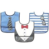 アメリカ発　Luvable friends 食事用 防水 ビブ スタイ ベビー ポケット付 エプロン 3枚組 　ジェントルマン [並行輸入品]