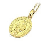 [ロイヤルスタッグゼスト] ネックレス メンズ レディース ゴールド 23金 23K マリア メダイ メダル コイン ゴールドネックレス ダイヤモンド Lサイズ(SN26-013)