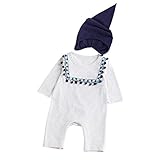 POTOJP女の子 キッズ ベビー服 民族風 ベビースーツ ボディスーツ カバーオール ジャンプスーツ 長袖 連体服 ロンパース 春秋冬 普段着 カジュアル 帽子 2点セット (66, ホワイト)