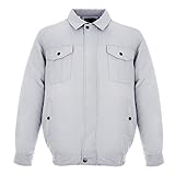 DEWBU空調服 作業服 空調風神服 現場工事 クーラー服 熱中症対策 ファン付き 長袖 エアークラフト ブルゾン 迷彩 品質保障 (グレー, L)