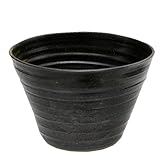 大型手作り山野草鉢　益子焼　彩（ＳＡＩ）　炭化　鉢底穴あり　直径２２．５ｃｍ　植木鉢　山野草　盆栽鉢