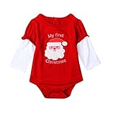 Ochine　幼児　新生児　ロンパース　クリスマス　レッド　ベビー服　綿　カバーオール　長袖　男女兼用　出産祝い　クリスマスプレゼント　0-24月設定
