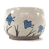 信楽焼 植木鉢 粉引絵付（千鳥） 4号鉢 鉢幅11cm×高さ8cm 盆栽鉢 陶器鉢 盆栽妙