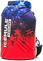 ICEMULE (アイスミュール) クラシックL 折りたたみ式バックパッククーラー – ハンズフリー 100%防水 24時間以上 冷却 ソフトサイドクーラー ハイキング キャンプ 釣り 20リットル 18缶 + 氷 レッド ホワイト ブルー