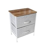 ２段チェスト 組立簡単 木目調天板 アジャスター付き 幅45ｘ奥行き30ｘ高さ55ｃｍ アイアン フレーム ホワイト 衣装ケース 引き出し 収納ボックス ケース クローゼット 押入れ 収納