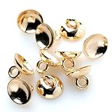 HARU雑貨 ガラスドーム キャップ 10mm 10個セット 蓋 カン付き アクセサリー パーツ 穴 ハンドメイド チャーム (ブロンズゴールド)
