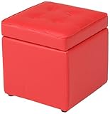 不二貿易 ボックススツール 36×36cm 合成皮革 レッド 79257
