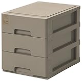 サンコープラスチック 小物収納3段 フレスコ 幅25.3×奥35×高29.3cm ブラウン