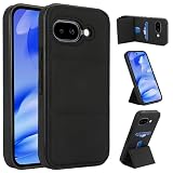 NKECXKJ Google Pixel 9a 用ケース + グーグルピクセル9a 强化 ガラス フィルム PUレザー 折畳式 カード収納 スタンド機能 携帯ケース 軽量 衝撃吸収 Case Cover Pixel9a ピクセル 9 a ぐーくるぴくせる9a ぐー来るぴくせる9a googleピクセル9a 財布型ケース 背面 カバー レディース（ブラック）