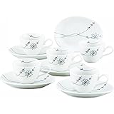 nobrand フラワーライン　カップ＆プレート５客セット マグ(ビーカー) (STFR2)