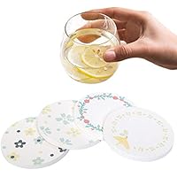 KAKAWIN 珪藻土吸水コースター 4枚入セット 吸水効果抜群 隔熱 滑り止め 速乾