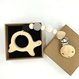 Kissteether 赤ちゃんの木製のおしゃぶりのクリップのペンダント自然の木製の歯ブラシのチュアブルの安全なホルダー幼児のギフト (木製の色 3)