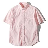 [Re-AP] リ.エーピー 日本製 ヘビーウェイト オックスフォードシャツ 半袖 ボタンダウンシャツ メンズ (ピンク, L)