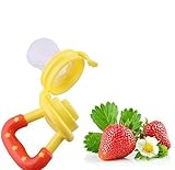 フードグレード 赤ちゃん用離乳食 おしゃぶり　歯がためフレッシュフード　シリコン製 キャップ付き　1個 イェロー