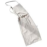 [anyasun] エプロン 首掛け リネン カフェ風 シンプル おしゃれ ナチュラル 北欧 無地 おしりが隠れる ポケット付き 男女兼用