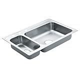 Moen g202853 2000 Seriesステンレススチール20ゲージダブルボウルドロップinシンク、33 " x 22 "