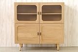 日本製 北欧風 木製 90cm幅キャビネット 脚付き ナチュラル 完成品