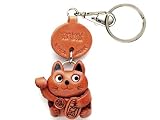 本革製 キーホルダー 招き猫 VANCA CRAFT (日本製 職人の手作り)