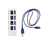 Caxico 4 ポート USB 3.0 ハブ個々 の電源アダプター/Switch と LED 照明