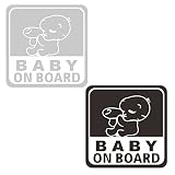 2個車デカール反射ステッカー(ブラックとホワイト) – Baby on Board ブラック B50H01ER208C5