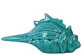 Urban Trends Collection 39719 4 Piece Ceramic Distressed Gloss Blue Conch Figurine, 10.25 x 4.00 x 4