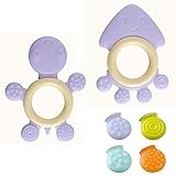 Bluestar Baby Teething Toys, Baby Teether with Multiple Teething Surfaces Gift Set,Purple(Tortoise a