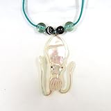 イカ 夜光貝製 レザー ペンダント 合皮 水色