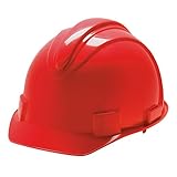 Jackson Safety 20394 Charger High Density Polyethylene Hard Hat with 4 Point Ratchet Suspension, Red