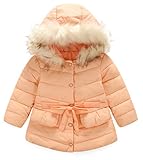 (トヨベイ)Toyobuy 子供 ダウンジャケット キッズ ダウンコート 女の子 防寒 ブルゾン フード付き ロング オレンジ 130