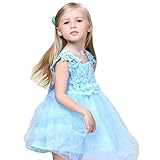 balakieプリンセスフラワーガールズドレスレース花柄チュチュパーティーウェディングドレス 110 ブルー BK-15989