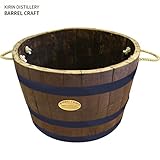 ウイスキー樽1/2プランター　無塗装・ブルー[鉢][キリン] ノーブランド品