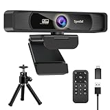 Spedal USB Webcam カメラ HDビデオレコーディングカメラライブWebカメラマイク付きオンラインHP HPコンピューター 500万画素 105°広角 会議 4倍ズーム リモコン&三脚付き プラグ&プレイ 8Kウェ オンライン授業/ウェブ会議 MAC OS, Windows (ブルー)
