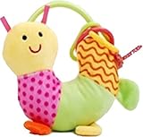 Caterpillar Plush Teething Ringピンクとイエロー7インチ