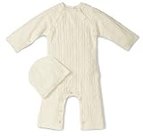 Tadpoles Cable Knit Romper and Hat Set, 3-6 Month, Natural by Sleeping Partners [並行輸入品]
