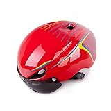 [AMANGU]　自転車用ヘルメット　サイクリング　シールド付き　丸いシルエット　PC+EPS　メンズ　レディース　大人用　サイズ調節可　子供も利用可能　頭囲56～61ＣＭ　アンチショック機能　安全　