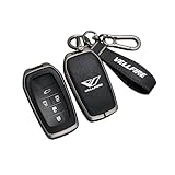 トヨタ ヴェルファイア VELLFIRE 30系 40系 対応 本革キーケース 6ボタン 亜鉛合金フレーム 傷防止 電波妨げず 高級カスタム キーカバー ギフトボックス付 1個入り (ガンメタブラック, 新型ヴェルファイア適用) [並行輸入品]