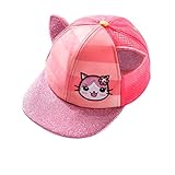 (コ-ランド) Co-land キッズ 帽子 野球帽 ベースボールキャップ メッシュ 子供ハット ベビー 赤ちゃんキャップ 女の子 ネコ 耳付き お出かけ UVカット ピンク 48