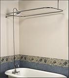 Satin Nickel Add-on Shower Set for Clawfoot Tub - Gooseneck Faucet, Riser, and Shower Rod by Barclay