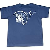 【当店オリジナル】子供抜染Tシャツ　雷神（らいじん）（インディゴ） (110)
